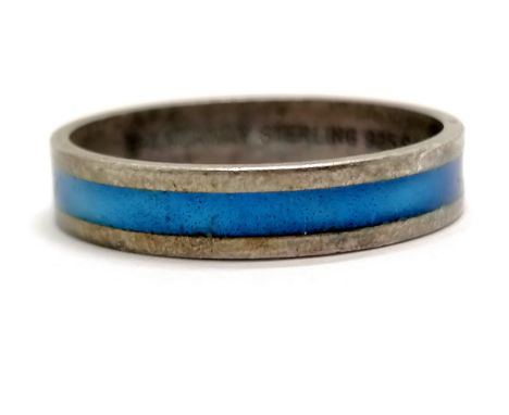 David Andersen silver band ring with enamel detail - size O½ &amp; 2.1g &amp; no obvious damage - SOLD ON BEHALF OF THE NEW B