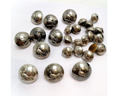 Qty of livery buttons by Platt &amp; Co with martlet holding 3 ears of wheat in beak (Westby family) ~ largest button 2.4cm 