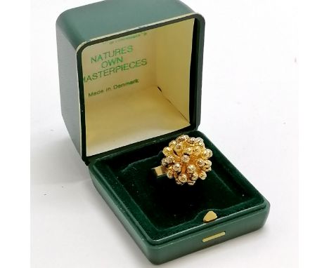 Flora Danica (Orla) Eggert silver gilt Dill flower ring (in Brutalist style) - size @M &amp; 8.2g in original retail box ~ RR