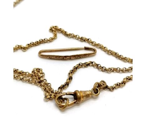 Antique gold filled languard chain (138cm) t/w gilt metal scarf pin - SOLD ON BEHALF OF THE NEW BREAST CANCER UNIT APPEAL YEO