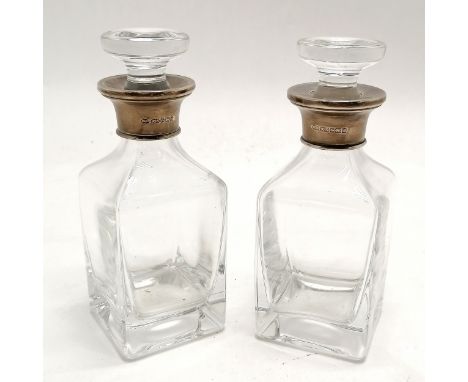 Pair of 2003 silver collared scent jars by W I Broadway &amp; Co - 14.5cm high &amp; no obvious damage 