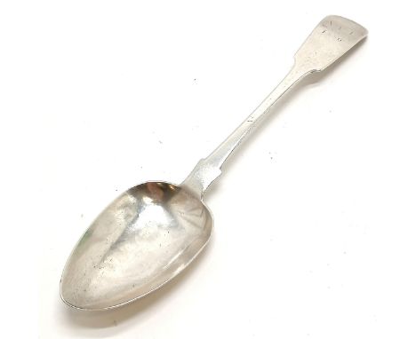 Jersey antique silver spoon (engraved date 1830) by Thomas de Gruchy - 21.5cm &amp; 42.5g and has wear to bowl 