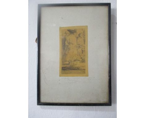 A small engraving- part of Rembrandt's "100 Guilder print" with pencil annotation underneath