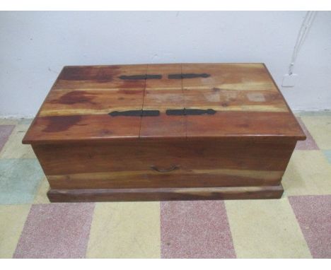 A metal bound pine trunk