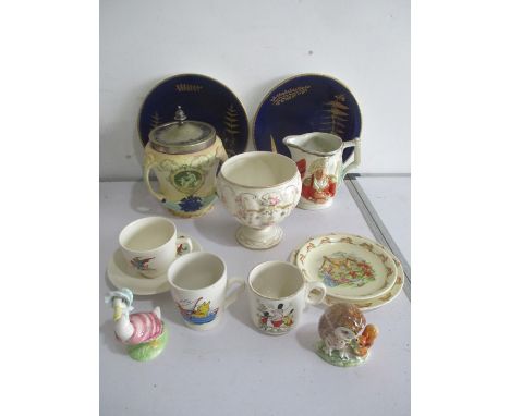 A collection of china including a 19th Century Staffordshire pottery commemorative jug of Lord Wellington and General Hill ( 