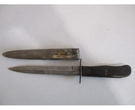 A trench knife in metal scabbard, blade length 16.5cm