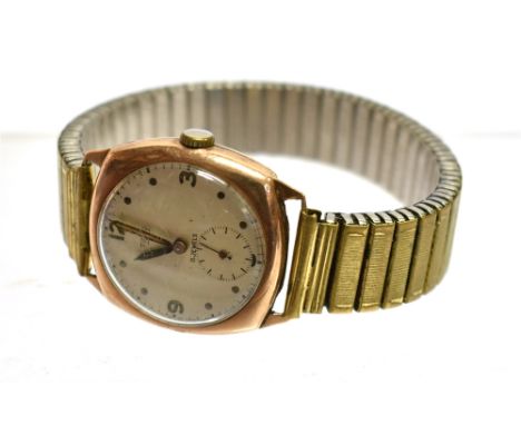 A GENT'S 9CT GOLD VINTAGE WRIST WATCH Marked to dial FRCY, together with a key-wind silver pocket watch Condition Report : 9c