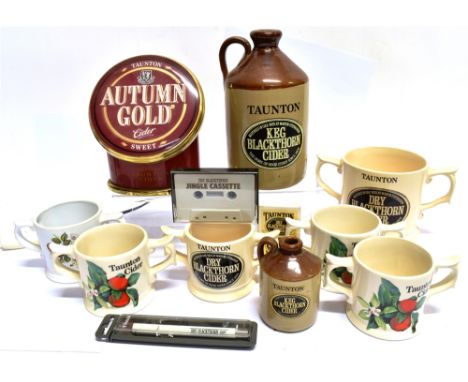 BREWERIANA - TAUNTON CIDER MUGS &amp; COLLECTABLES  including an 'Autumn Gold' bar light, (box).