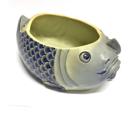 A CHINESE CERAMIC PLANTER  modelled as two fish, printed seal type mark to base, 39cm wide