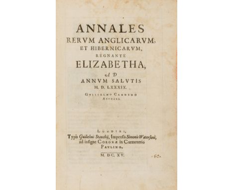 Camden (William) Annales rerum Anglicarum et Hibernicarum regnante Elizabetha, first edition, first 2 ff. blank (mounted on s