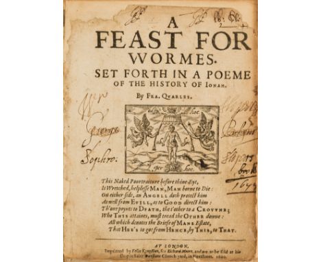 Quarles (Francis) A Feast for Womes. set forth in a poeme, title and dedication trimmed and laid down, first 3 ff. detached a