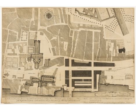 NO RESERVE London.- Lediard (Thomas) A Plan of Part of the Ancient City of Westminster, from College Street to Whitehall, and