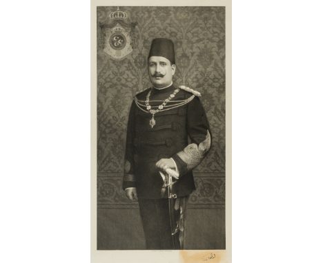 Egypt.- Lorenzo (Tommaso di) Portrait of King Fuad I of Egypt, engraving, possibly signed by Fuad in Arabic in the lower righ