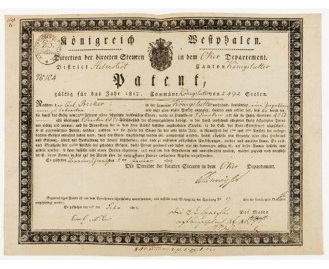 NO RESERVE Ephemera.- Brickworks.- Licence granting Carl Becker the right to run a brickworks in Königslutter, Helmstedt, woo