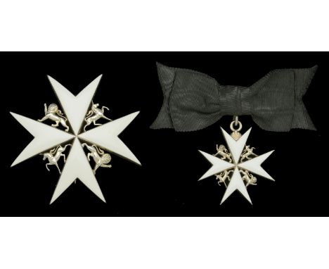 The Order of St. John of Jerusalem, Dame of Grace, post-1936 set of insignia, comprising breast badge mounted on bow and star