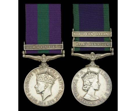 General Service 1918-62, 1 clasp, Malaya, G.VI.R. (1528938 A.C.1. J. Reddington. R.A.F.); General Service 1962-2007, 2 clasps