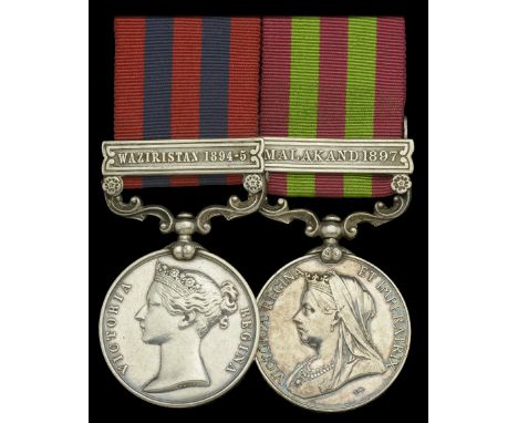Pair: Sepoy Dost Mahomed, 20th Bengal Infantry  India General Service 1854-95, 1 clasp, Waziristan 1894-5 (4374 Dost Mahomed 