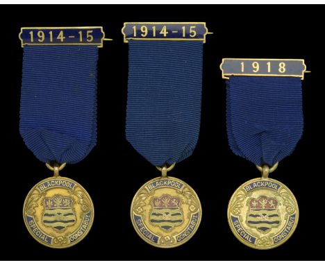 Blackpool Special Constabulary Medal for Services Rendered (3), gold (9ct., total weight 9.42g each) and enamel, the reverses