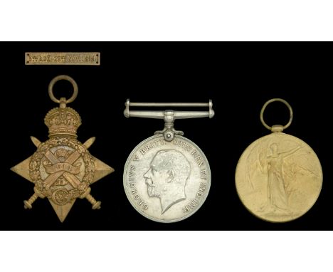 Three: Bombardier H. E. Hooper, Royal Field Artillery  1914 Star, with clasp (65051 Dvr: H. E. Hooper. R.F.A.); British War a