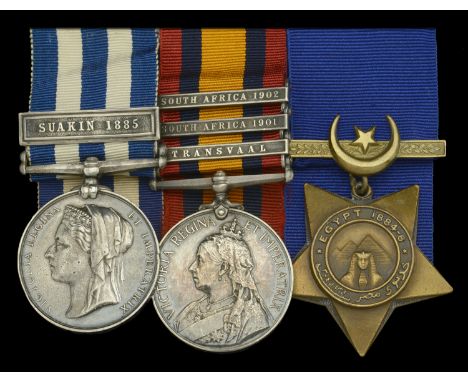 Three: Private A. E. Martin, Royal Army Medical Corps   Egypt and Sudan 1882-89, undated reverse, 1 clasp, Suakin 1885 (6061.