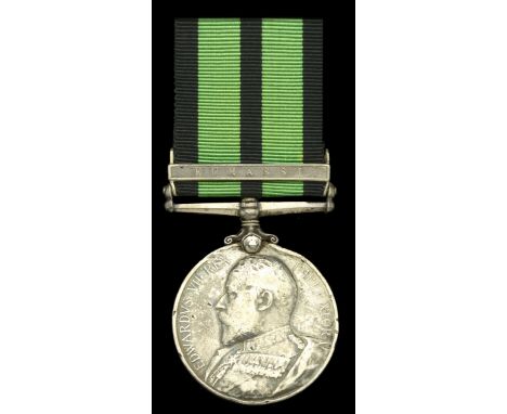 Ashanti 1900, 1 clasp, Kumassi, high relief bust (31 Pte. Namewe. 1st K.A.R.C.) suspension re-affixed, naming rubbed, edge br