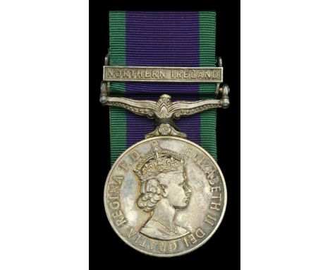 General Service 1962-2007, 1 clasp, Northern Ireland (24164785 Tpr. M. R. Thompson RHG/D.) small erasure/ test mark between n