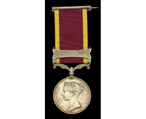 China 1857-60, 1 clasp, Taku Forts 1860 (Dr. Thomas Coghlan, H.M.S. Beagle.) contemporarily engraved naming, fitted with top 
