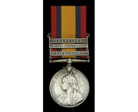 Queen’s South Africa 1899-1902, 3 clasps, Cape Colony, South Africa 1902, Transvaal (8144 Corpl: H. Batchelor. Rl: Warwick: R