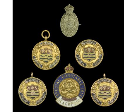 Blackpool Special Constabulary Medal for Services Rendered (4), gold (9ct., total weight 5.83g each) and enamel, the reverses