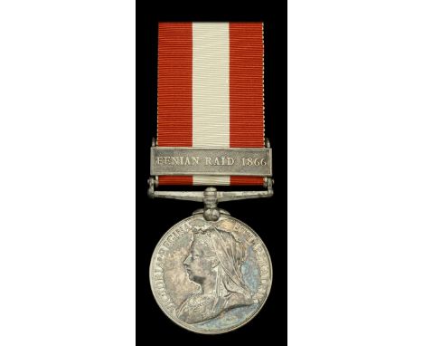 Canada General Service 1866-70, 1 clasp, Fenian Raid 1866 (Gr. R. Wynne, St. Catharines. G.A.) Canadian style impressed namin