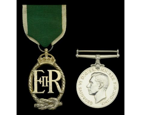 Royal Naval Reserve Decoration, E.II.R., unnamed as issued; Royal Naval Volunteer Reserve L.S. & G.C., G.VI.R., 1st issue (No
