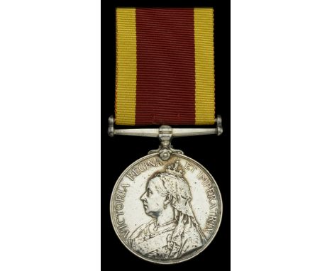 China 1900, no clasp (J. J. Mc.Leod, E.R.A.2. Cl., H.M.S. Endymion.) edge bruising and contact marks, polished, nearly very f