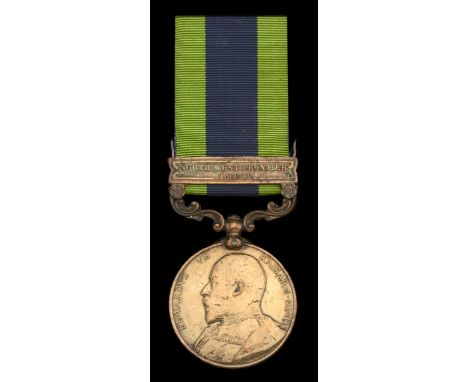 India General Service 1908-35, 1 clasp, North West Frontier 1908, bronze issue (Bearer Khuler Khan 1st. W.Y. Regt.) edge brui