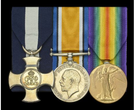 A Great War D.S.C. group of three awarded to Lieutenant F. C. Smith, Royal Naval Air Service and Royal Air Force, Observer to