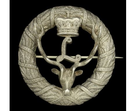 Seaforth Highlanders Officer’s Plaid Brooch. A good example Victorian Seaforth Highlanders Officer’s silver Plaid Brooch, wit