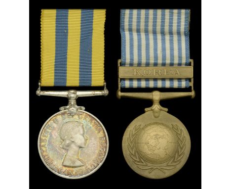 Pair: A. M. Robertson, Canadian Forces  Korea 1950-53, Canadian issue, silver (A. M. Robertson 25575H); U.N. Korea 1950-54 (A