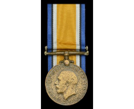 British War Medal 1914-20, bronze issue (656 Nk. Abdulla, 6 Ptr. Cps.) tightened at claw, severe pitting and contact wear, fa