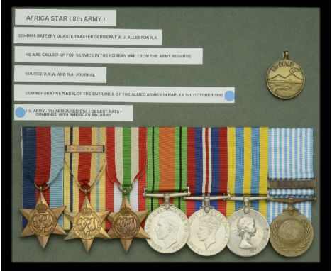 Seven: Battery Quartermaster Sergeant W. J. Alletson, Royal Artillery  1939-45 Star; Africa Star, 1 clasp, 8th Army; Italy St