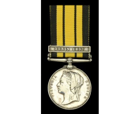 East and West Africa 1887-1900, 1 clasp, Benin 1897 (G. Mifsud, Bandn., H.M.S. Theseus.) contact marks, otherwise very fine a