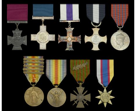 Copy Medals (5): Victoria Cross; George Cross; Military Cross, G.V.R.; Distinguished Service Cross, G.V.R.; George Medal, G.V