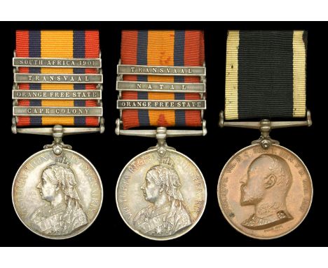 A scarce double issue Boer War group of three awarded to Orderly H. E. Inder, Kendal Division, St. John Ambulance Brigade and