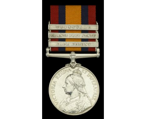 Queen’s South Africa 1899-1902, 3 clasps, Cape Colony, Orange Free State, Transvaal (2737 Pte. R. Jones, R. Welsh Fus:) good 