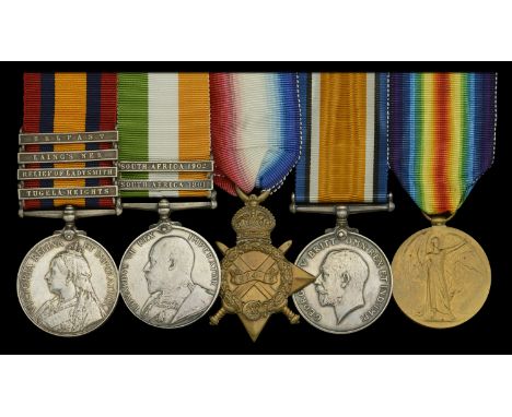 Five: Private A. Goldsack, Liverpool Regiment, later Army Service Corps  Queen’s South Africa 1899-1902, 4 clasps, Tugela Hei