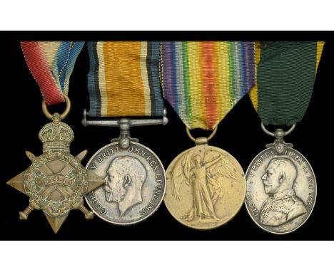 Four: Lance-Sergeant C. E. Duly, Royal Sussex Regiment  1914-15 Star (5-1180 Pte. C. E. Duly. R. Suss: R.); British War and V
