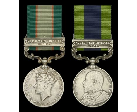 India General Service 1908-35, 1 clasp, North West Frontier 1908 (3003 Sowar Firoz Khan 19th. Lancers); India General Service