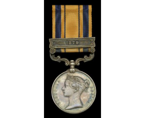 South Africa 1877-79, 1 clasp, 1879 [not entitled] (“Shah” R. Bacon. P.O. 1st. Cl: H.M.S.) naming separated by suspension pos
