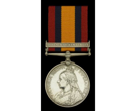 Queen’s South Africa 1899-1902, 1 clasp, Defence of Kimberley (Pte. R. Berkley. Kimberley Town Gd:) good very fine  £160-£200