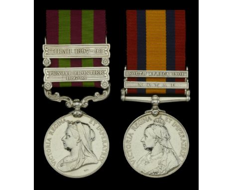 Pair: Sergeant J. T. Blackmore, Devonshire Regiment  India General Service 1895, 2 clasps, Punjab Frontier 1897-98, Tirah 189