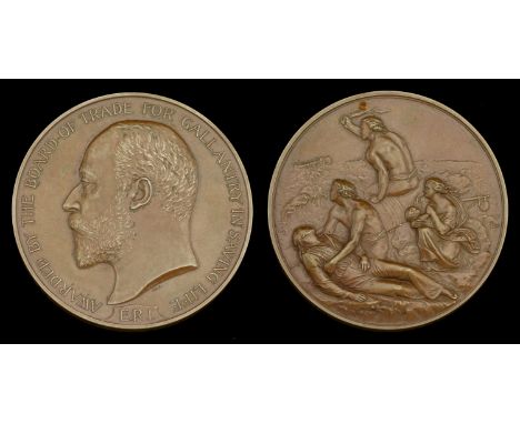 A scarce E.VII.R. large bronze Sea Gallantry Medal awarded to Boatswain R. J. Jones, White Star Line, who plunged into the Ri
