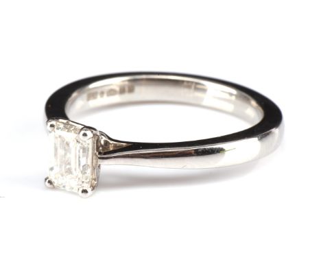 † Ingle & Rhode Dolcissimo engagement ring in platinum, set with 0.70 carat emerald cut Canadian diamond, with a GIA certific